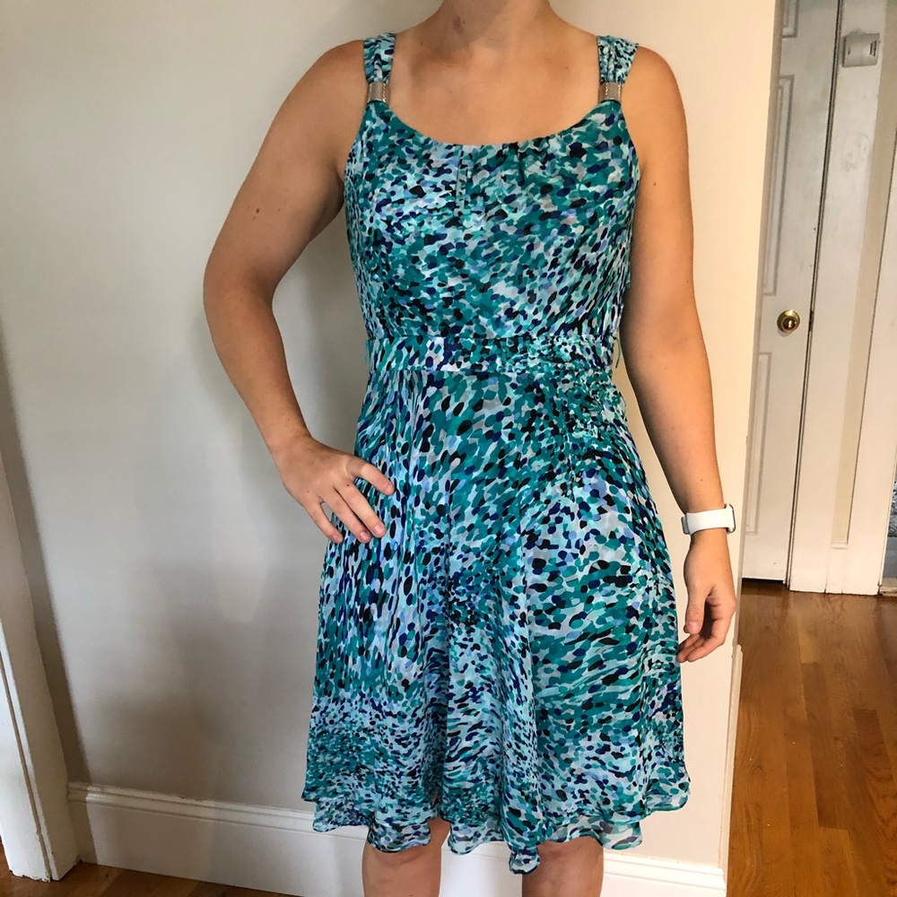 White House Black Market Teal Dress & Belt
